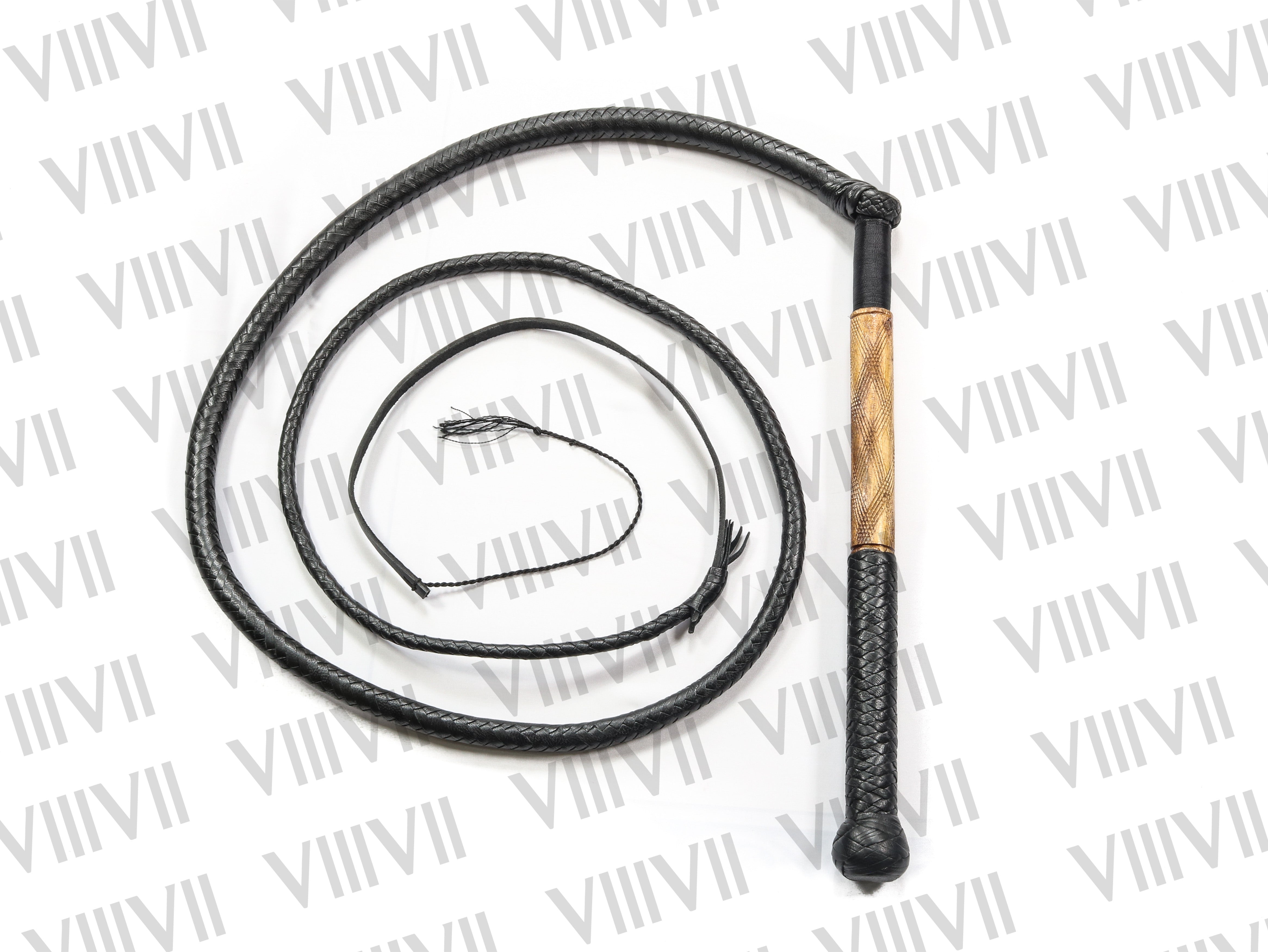 Australian Genuine Leather Stock Whip Black 8ft Long, Bamboo Wood Handle, Handcrafted Cowhide Stock whip, Equestrian & Rodeo Training Whip